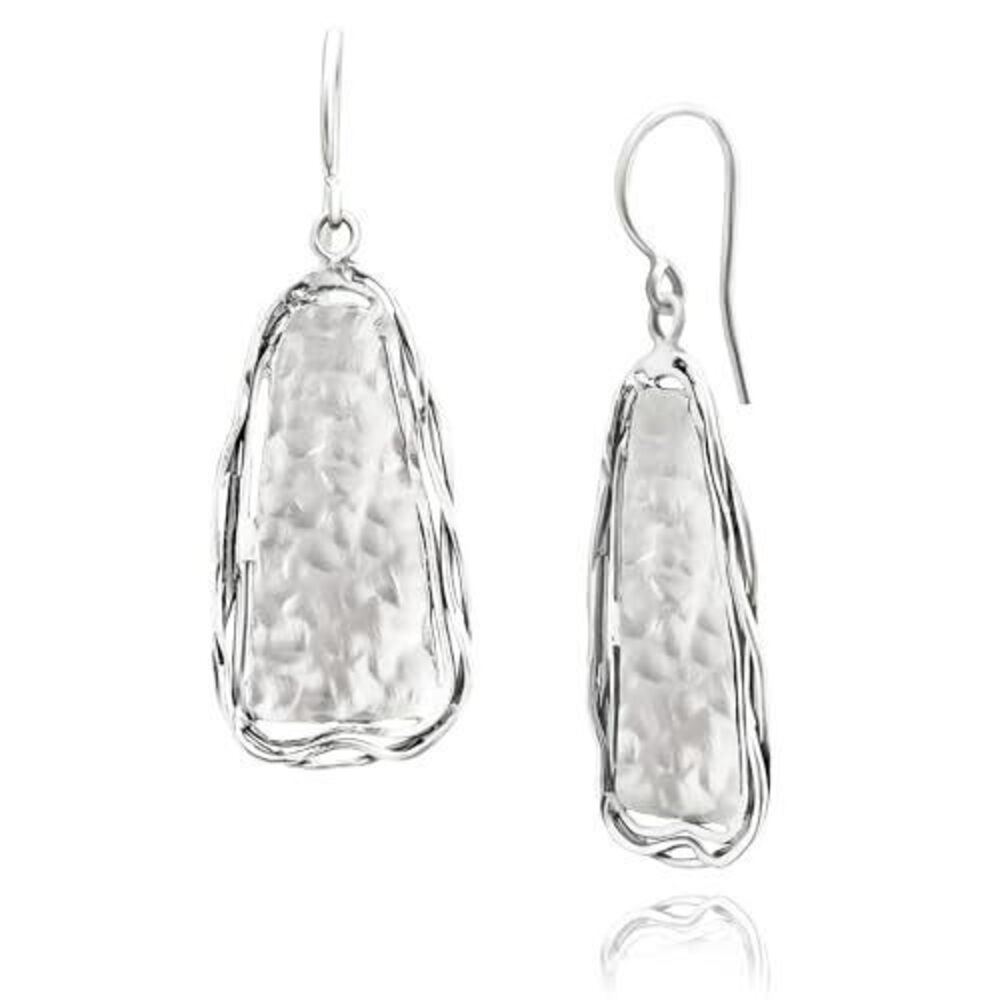 5708 925 Sterling Silver Dangle Earrings - Hammered Wire Wrap Unique
